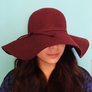 Maroon Floppy Wool Hat