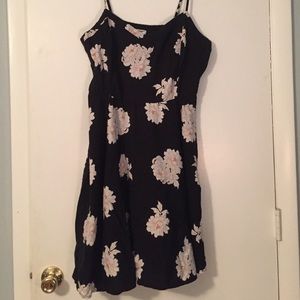 Black flower patterned sun dress