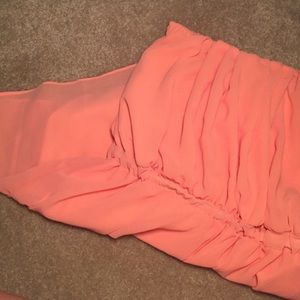 Orange strapless romper