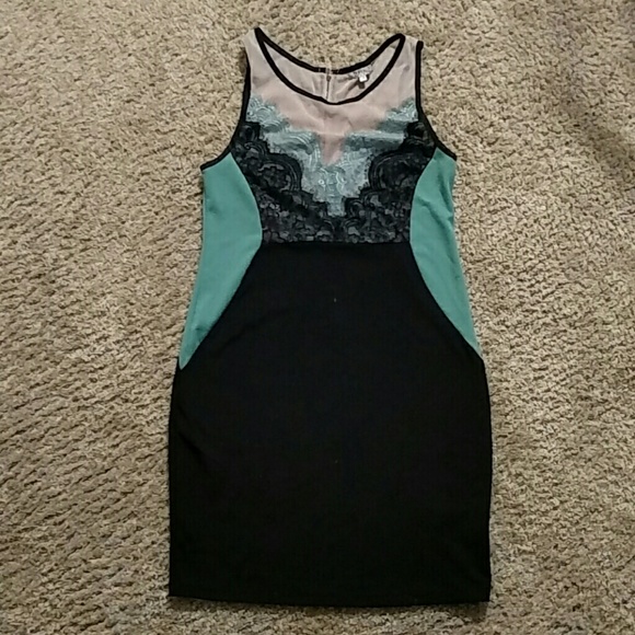 Buffalo Sheer & Lace Detail Evening Dress