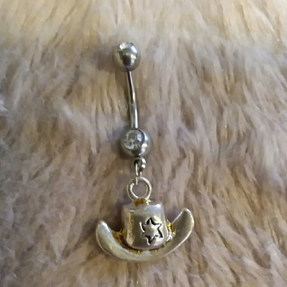 Cowboy hat with rhinestone belly ring