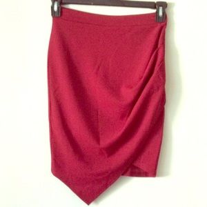 Cute red asymmetrical skirt!