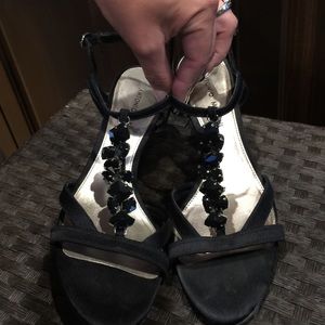 Black, embellished, strappy, sandals