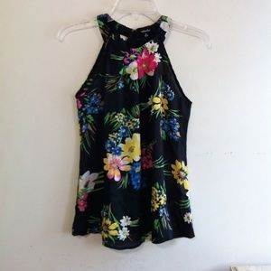 Black Floral Halter Top