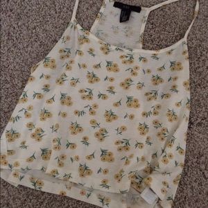 White w/ yellow flowers crop top