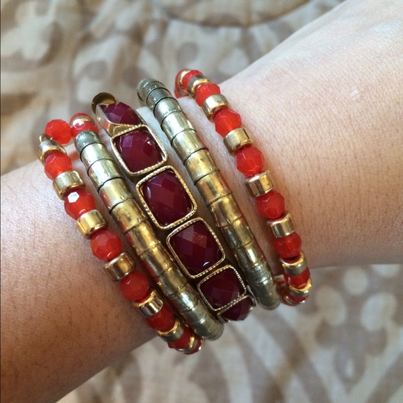 Orange, gold & maroon bracelet