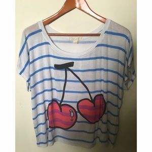 Forever 21 boxy cherry graphic cropped top