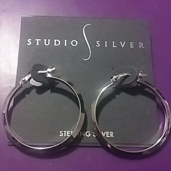 SOLD Sterling silver hoop earrings - Picture 2 of 4
