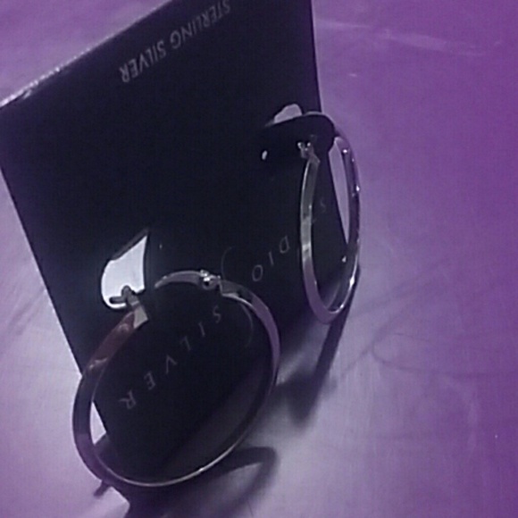 SOLD Sterling silver hoop earrings - Picture 3 of 4