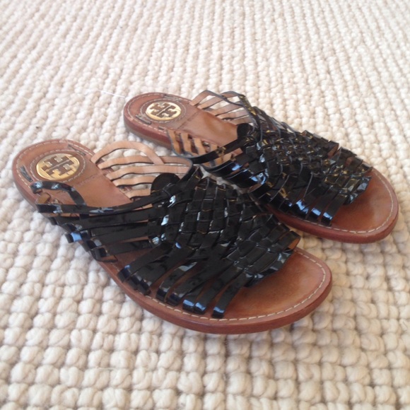 Tory Burch Shoes - RARE! Tory Burch Anya Black Patent Huarache Sandal