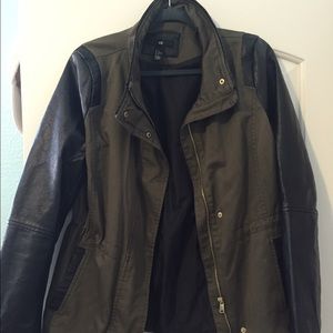 H&m military jacket leather sleeves