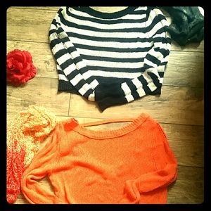 Orange and black and white sweater
