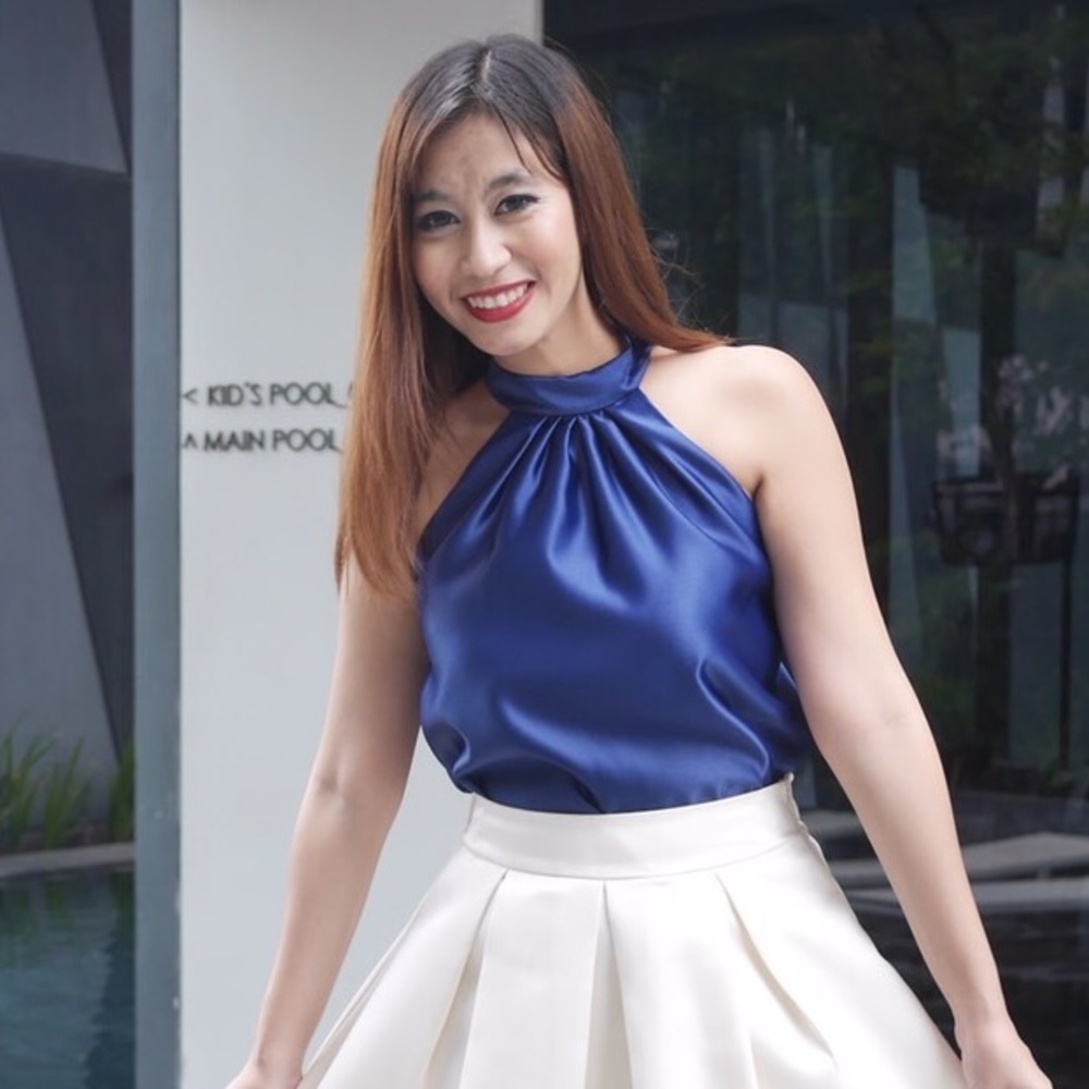 Duchess satin  Top blue