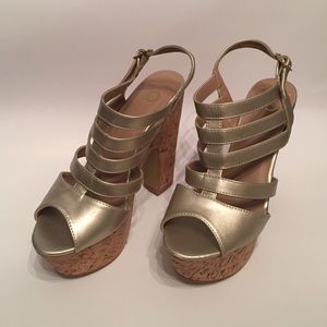 Gold heels with cork bottom