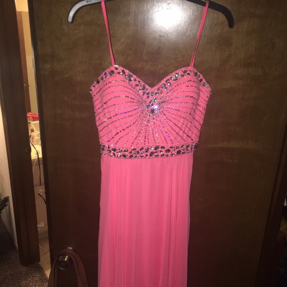 Coral prom style dress
