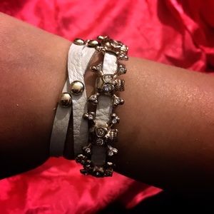 NWOT Natasha Couture Skull Leather Wrap Bracelet