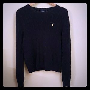 Navy blue Ralph Lauren cablw knit sweater