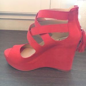 Dolce vita suede red platforms