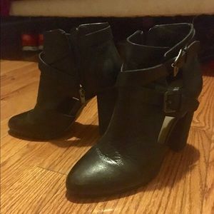 Atwell Shoes - Atwell Distressed Leather Cut Out Heel Bootie Atwell Shoes - Atwell Distressed Leather Cut Out Heel Bootie