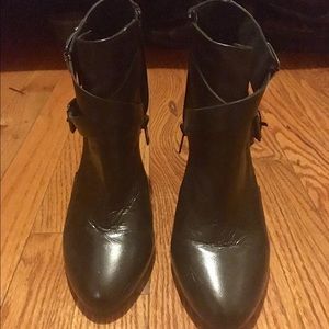 Atwell Shoes - Atwell Distressed Leather Cut Out Heel Bootie Atwell Shoes - Atwell Distressed Leather Cut Out Heel Bootie