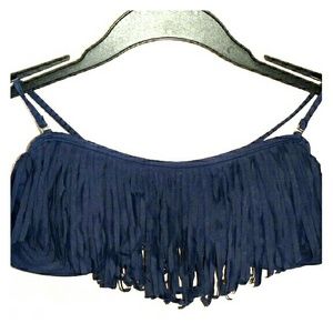 Hollister Blue Fringe Bikini Top