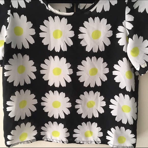 Sheer Daisy Printed Crop Top - Picture 2 of 4
