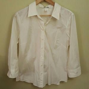 White 3/4 sleeve J Crew button down