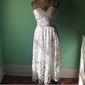 White lace midi dress