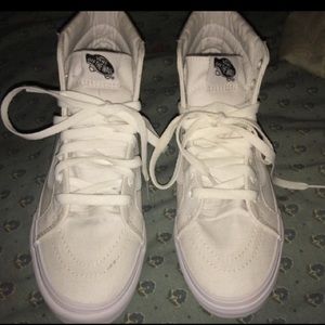 White sk8 high vans