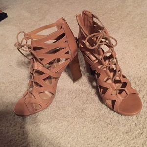Caged lace up sandals