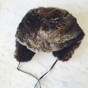 Restoration Hardware Faux Fur Trapper Hat NWT