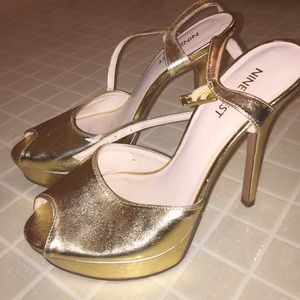 Nine West gold heels