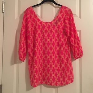 chevron 3/4 length shirt with bow