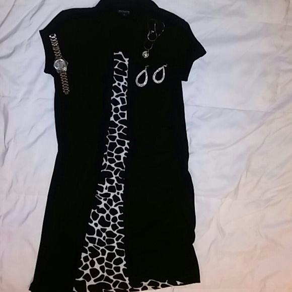 Animal Print Dress and All Black Cardigan