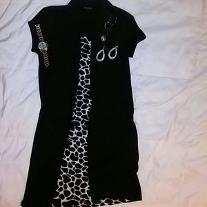 Animal Print Dress and All Black Cardigan