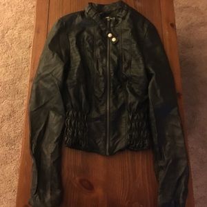black leather jacket