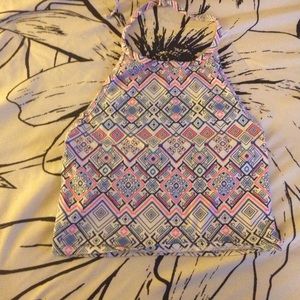 Geometric patterned Halter crop top