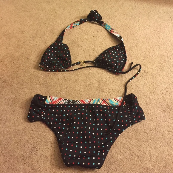 Raisins polka dot & plaid Reversible bikini - Picture 2 of 4