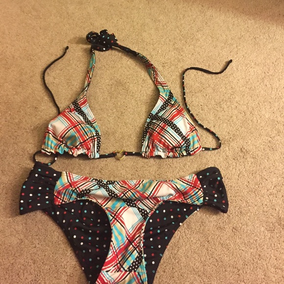 Raisins polka dot & plaid Reversible bikini - Picture 3 of 4
