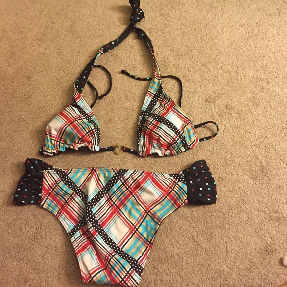 Raisins polka dot & plaid Reversible bikini - Picture 4 of 4