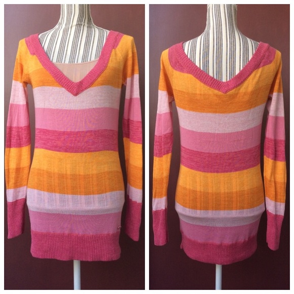 Esprit Colorful V-neck Tunic Sweater - Picture 1 of 4