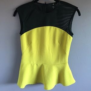 H&M Top SZ 4 Trend - Black Mesh and Yellow