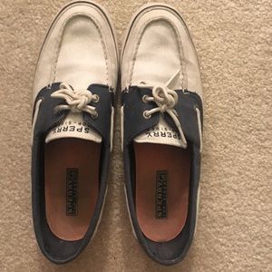 blue & white sperry's