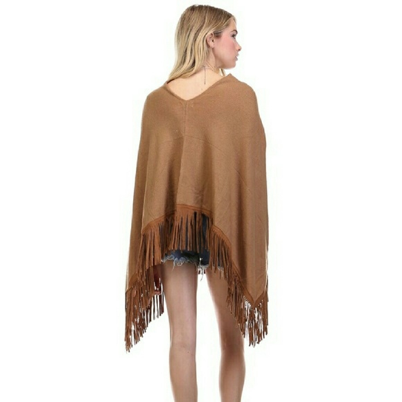 Fringe suede Poncho Tea n cup - Picture 2 of 3