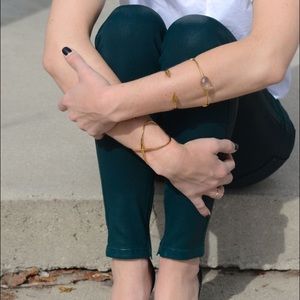 Dark Green Waxed Carmar Skinny Mid-Rise Jeans