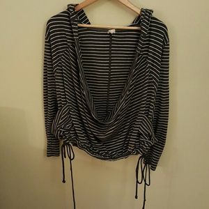 Open front striped hoodie