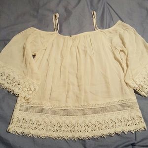 AEO cream open shoulder top
