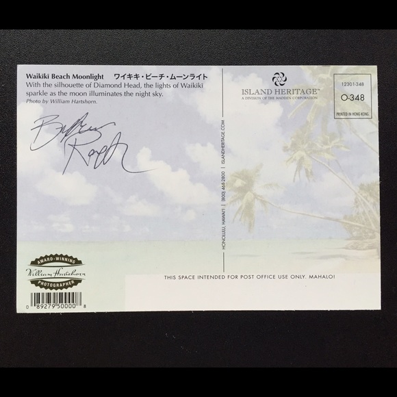 BRETMAN ROCK SIGNATURE on a WAIKIKI POSTCARD - Picture 1 of 3