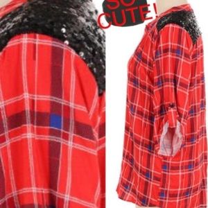 CUTE PLAID AND SEQUIN TOPS!