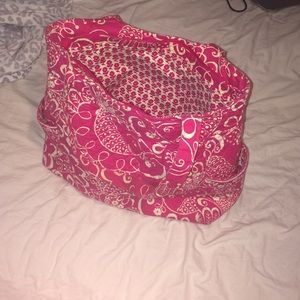 Vera Bradley pleated tote in twirly birds pink